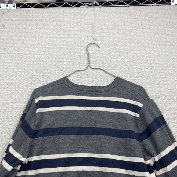 Tommy Hilfiger Blue / Grey Striped Pullover V-Neck Sweater Long Sleeve Mens S - Picture 13 of 13